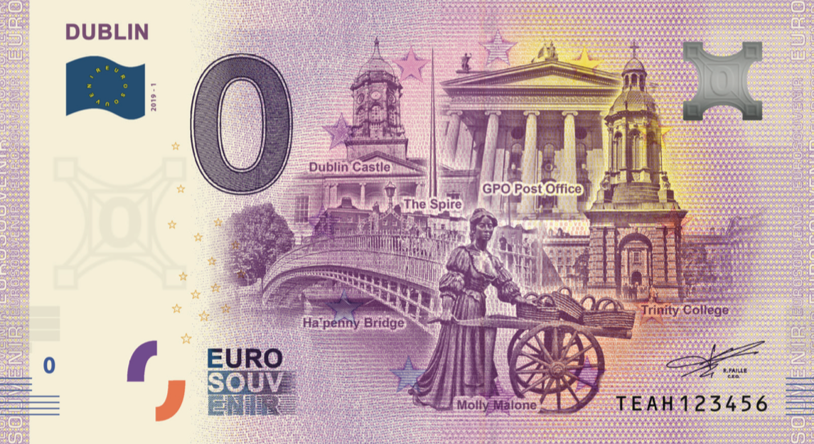 zero 0 euro souvenir banknote Ireland souvenirschein Dublin