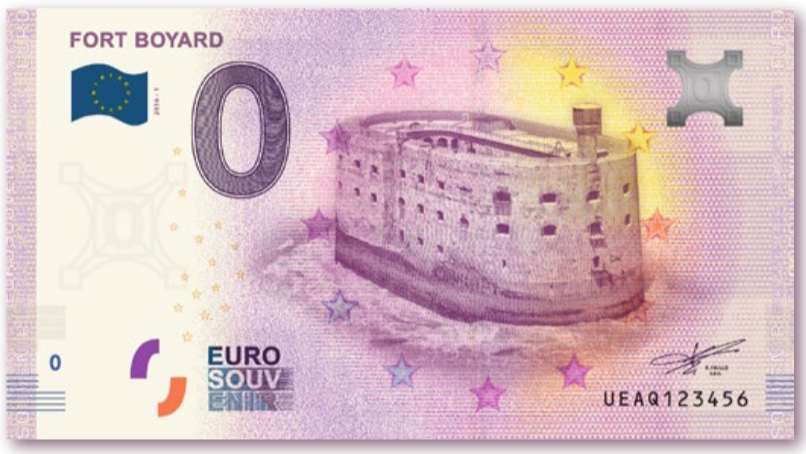 Fort Boyard euro souvenir 0 euro banknote Null euro schein nulleuroschein