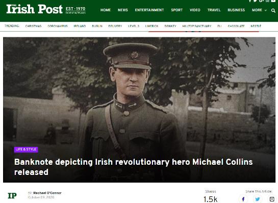 Michael Collins commemorative 0 euro banknote memorabilia souvenir