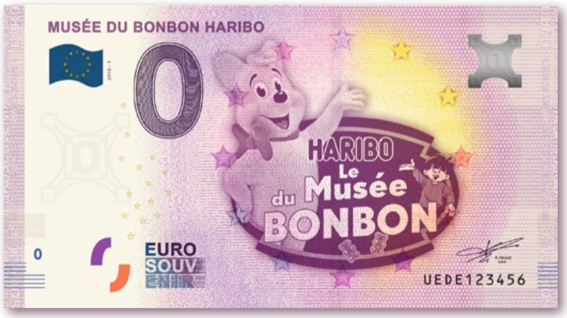 Musee du Bonbon Haribo euro souvenir 0 euro banknote Null euro schein nulleuroschein