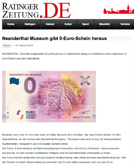 Neanderthal Museum 0 euro banknote euro note souvenir ireland zero euro banknote
